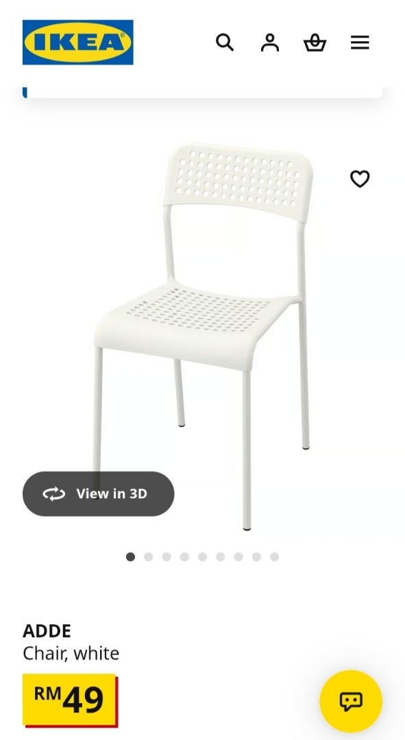 IKEA ADDE Chair - White, Furniture & Home Living, Furniture, Chairs on ...