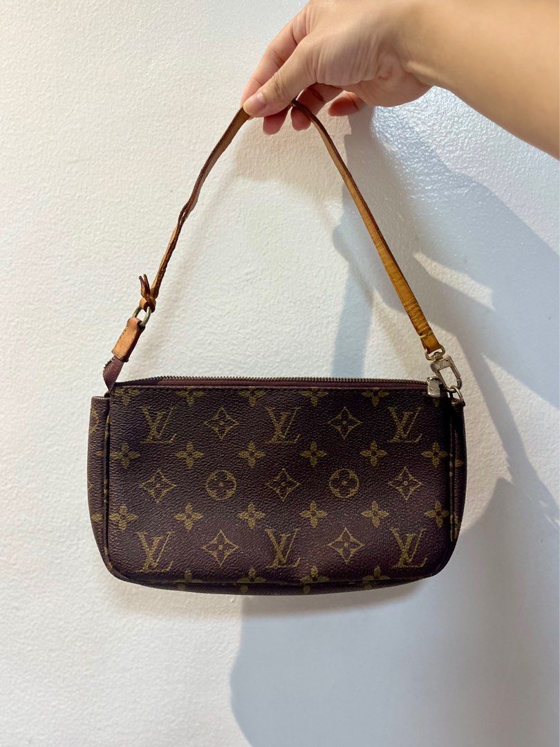 Louis Vuitton Pochette Accessories Vintage bag (Category: Luxury Bags & Wallets) located in Manila. Submitted by seagypseaph (Listing ID 1410274704, Image 3). Description: 50% OFF! Happening from May 18-25! LV (Louis Vuitton) Classic Vintage classic monogram Pochette Accessoire Bag Price negotiable. DM me! Rank: AB (good condition) (For self-authentication) Condition: Preloved. Vintage. With visible patina on the leather, and light scratches on t
