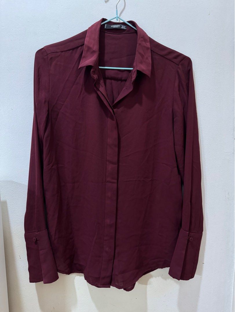 Mango Basics Burgundy Blouse (Category: Blouses) located in Makati City. Submitted by annadelarama (Listing ID 1410273923, Image 1). Description: Mango Burgundy Blouse. Lightly used but still in great condition! Love the sleeves of this. Perfect for the office or special occasions. Size: US 2, XS RFS: Decluttering.
