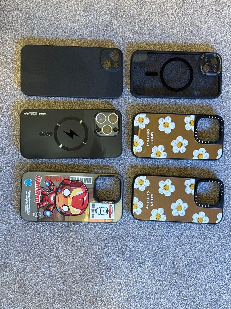 Misc iPhone covers （分類：手機套及手機殻）位於 Hong Kong。 由 ttlkwan 提交（商品編號 1410189566，圖片 1）。簡介： Misc iPhone covers, ranging from iPhone 13 mini to iPhone 15 pro max. Some with Mag Safe, some without. 35 HKD for all six. 不同iPhone保護殼，包括iPhone 13mini， iPhone 14 + iPhone 15 Pro Max。 有啲有MagSafe，有啲冇MagSafe。 35 HKD 全部。。