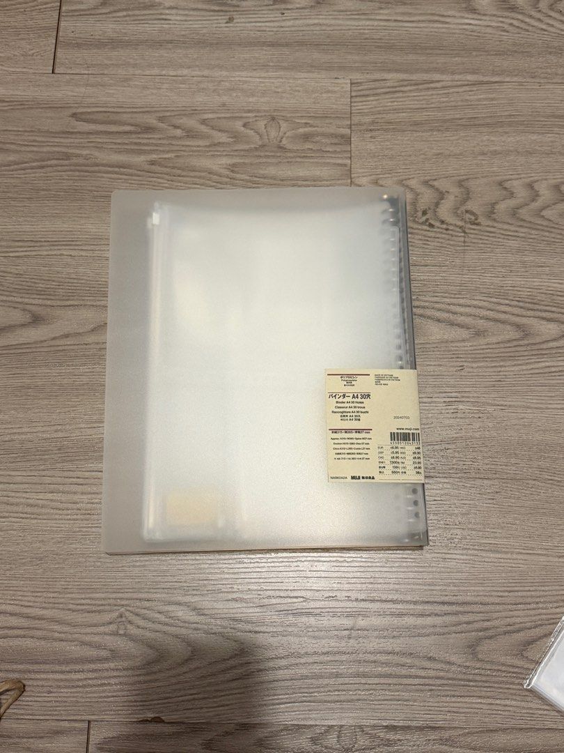 Muji A4 Binder Metal Rings (Category: Stationery & School Supplies) located in Makati City. Submitted by secondlife.inventory (Listing ID 1410293101, Image 3). Description: TAKE ALL FOR ₱450 Muji A4 Binder Brand New Unused With Receipt Sold in store for ₱325 Selling ₱200 A4 Pouch 6pcs take all for ₱250 No more haggling BGC pick up .