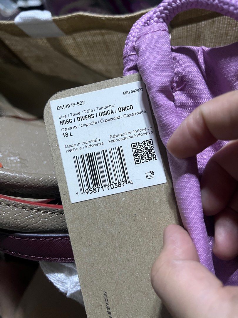 Nike Drawstring Bag 18L (Category: Backpacks) located in Manila. Submitted by mstenj (Listing ID 1410339211, Image 2). Description: Authentic REMINDER: Since I keep my items in Manila and stay in Taguig, please be reminded that shipping/delivery is only available on weekends unless I inform you that the item is available for delivery..