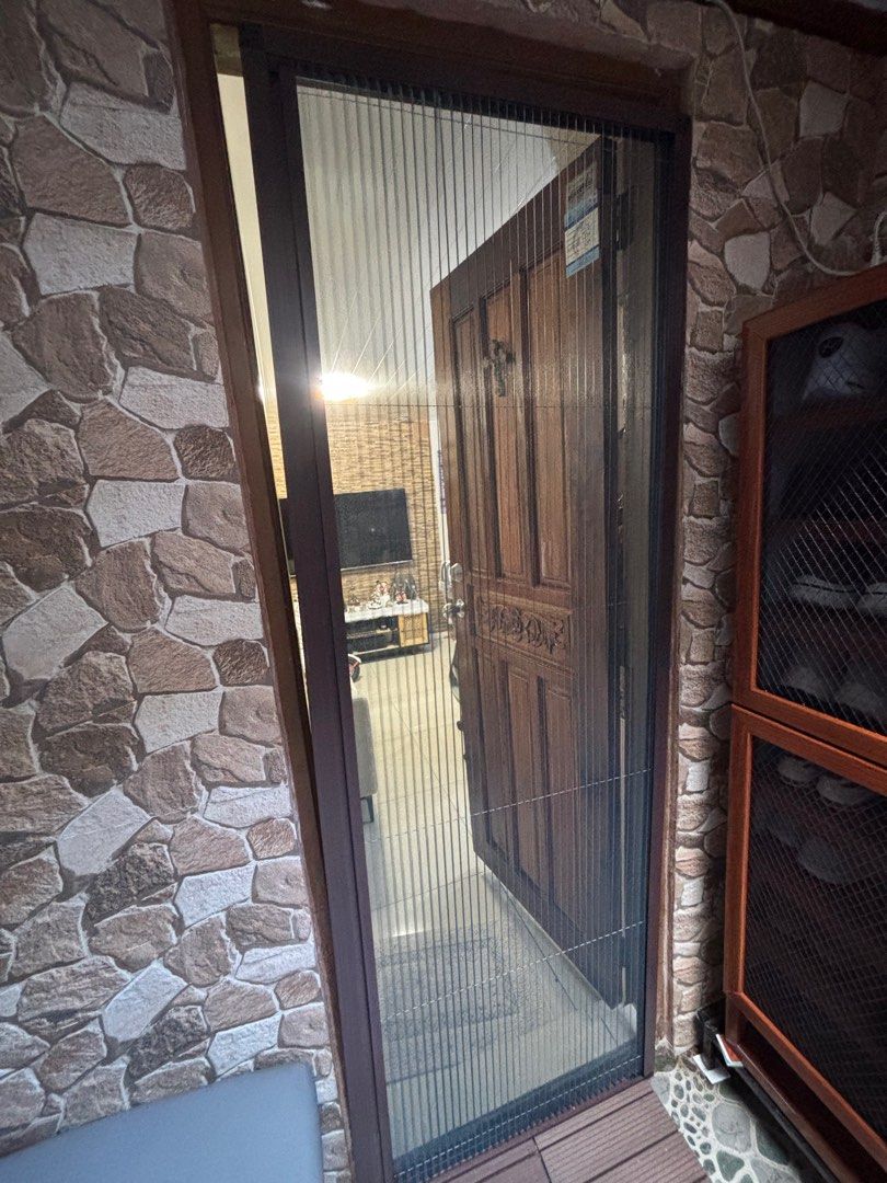 Pleated screen Door mesh (Category: Other Home Furniture) located in Makati City. Submitted by jlocka (Listing ID 1410269490, Image 1). Description: - Pleated door screen - Brown frame - Fine mesh screen - Brand new - Installed on door frame - Approximately 76 inches high - Approximately 27 inches wide - Actual size on photos -RFS: nagkamali ng sukat .