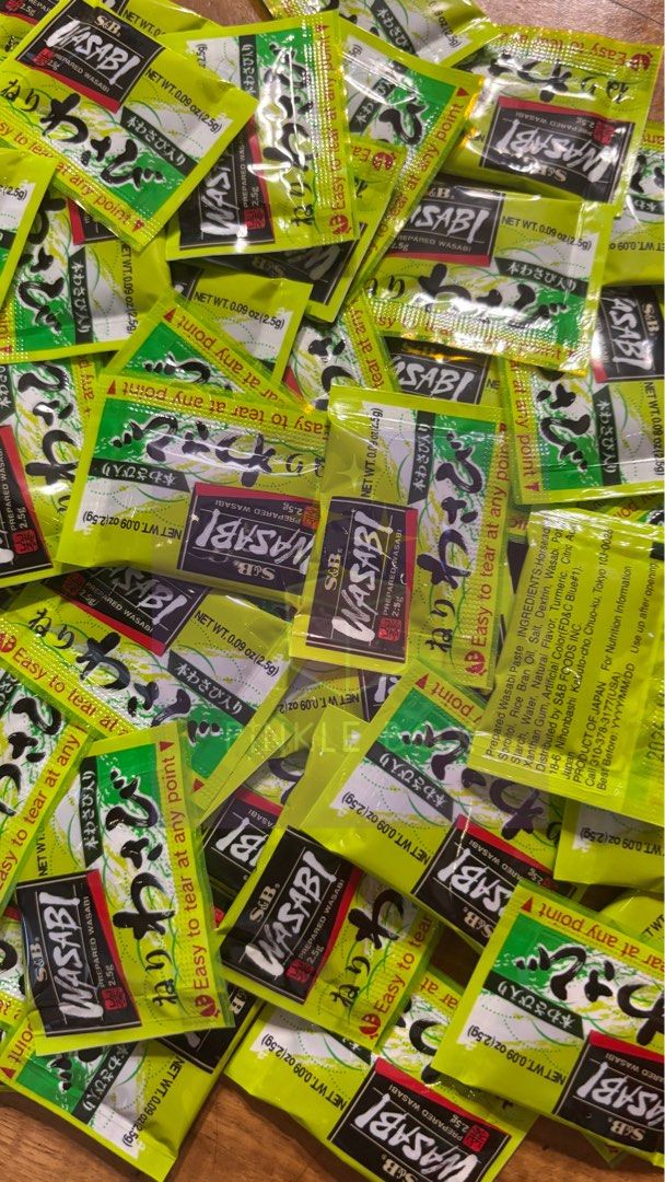 S&B Prepared Wasabi Sachets (Category: Spice & Seasoning) located in Manila. Submitted by wardrobeinmnl (Listing ID 1410273601, Image 1). Description: - S&B Prepared Wasabi sachets - Each sachet: 2.5g - Easy-tear packaging - Great for sushi, sashimi, and more! - Suitable for home and restaurant use.