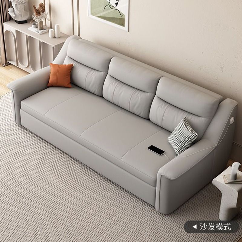Sofa bed with storage Small living room sofa Leather-Aire&Solid wood ...