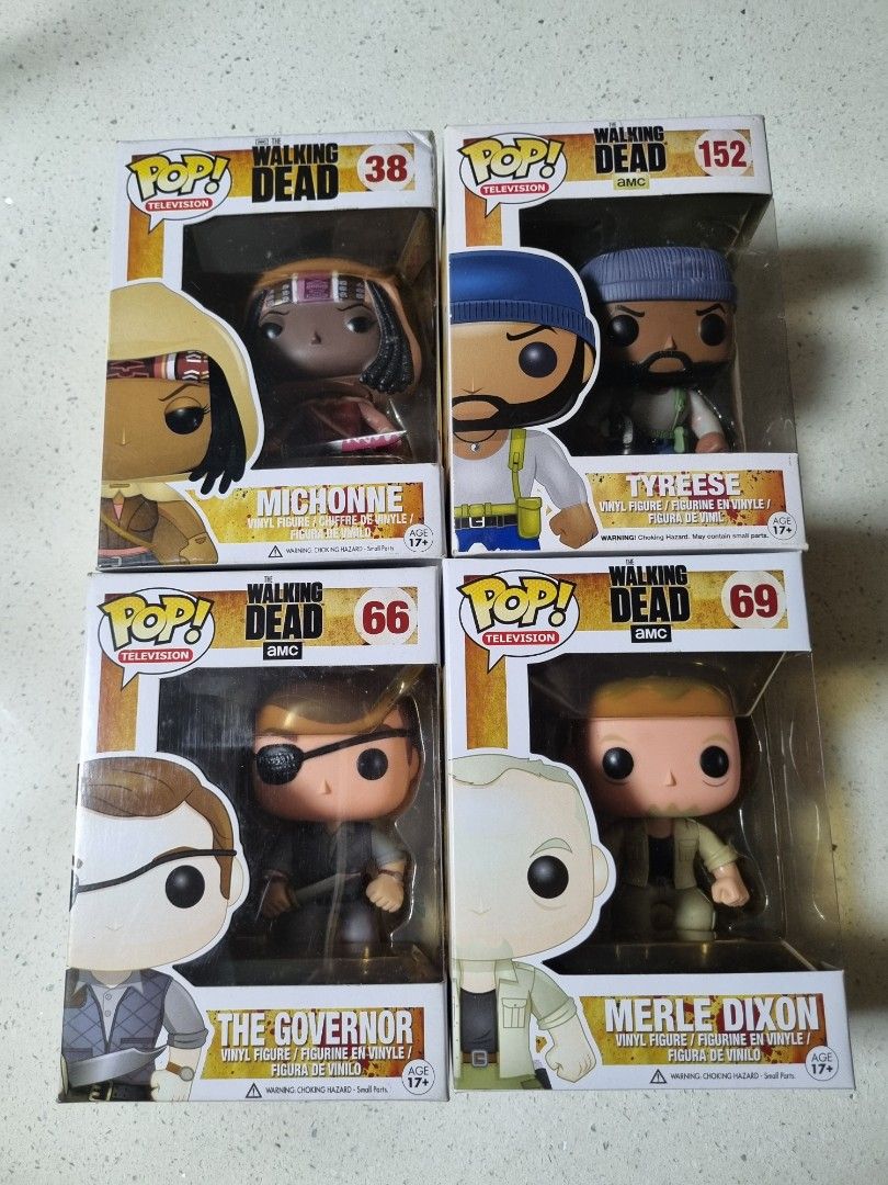 WALKING DEAD FUNKO SET FOR SALE (Category: Figurines & Statues) located in Quezon City. Submitted by angela_abrigo (Listing ID 1410205754, Image 1). Description: Please read whole item description before messaging #69 Merle Dixon (The Walking Dead) (8.5/10) #152 Tyreese (The Walking Dead) (8.5/10) #38 Michonne (The Walking Dead) (8/10) #66 The Governor (The Walking Dead) (8.5/10) FIRST TO PAY POLICY is applied. No downpayment or reservation fee =