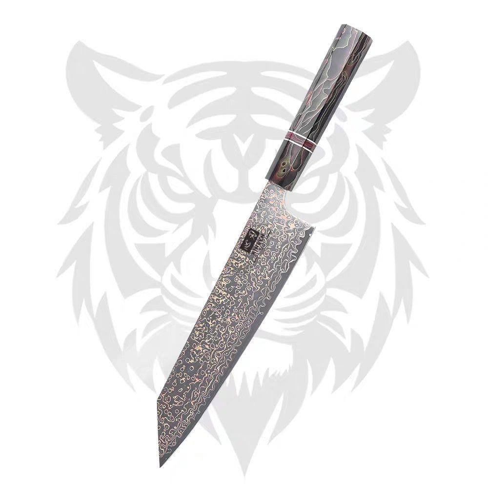 23.5cm SG2 Copper Damascus Kiritsuke (Category: Knives & Chopping Boards) located in Manila. Submitted by eaaee (Listing ID 1410507091, Image 1). Description: copper damascus cladding with a SG2 core steel -resin handle -stainless -SG2 core steel so it has an HRC of 62+-2 -23.5cm blade length * downpayment of 5,000 php is necessary -will take 7-10 days to arrive to the philippines (will give daily updates if needed) -I have the knife on hand righ