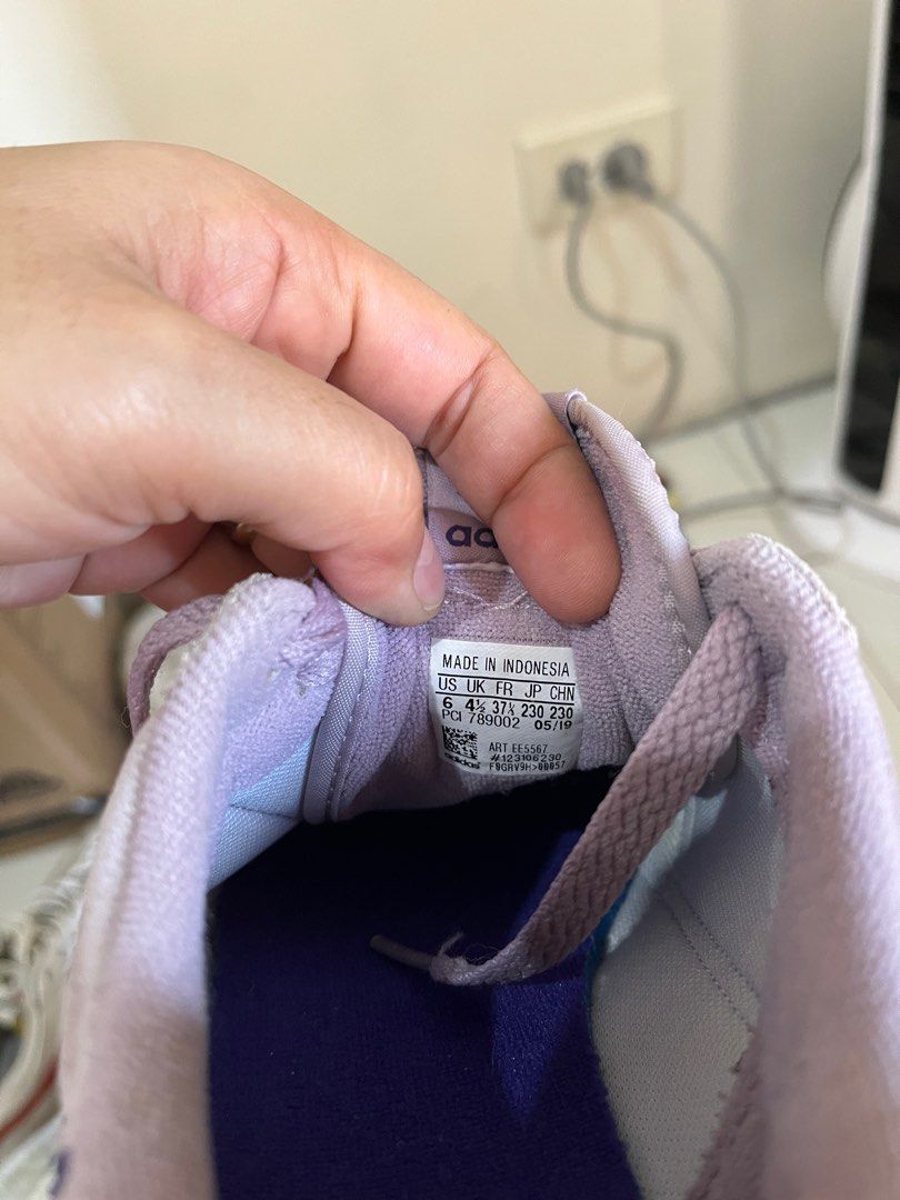 Adidas Continental 80s Sneakers (Category: Sneakers) located in Paranaque City. Submitted by aeyprel (Listing ID 1410515297, Image 3). Description: - Adidas Continental 80s sneakers - Lilac colorway - Adidas logo on tongue and side - Size: US 6, UK 4, JP 230 - Made in Indonesia - White sole with brown bottom - Lilac laces.