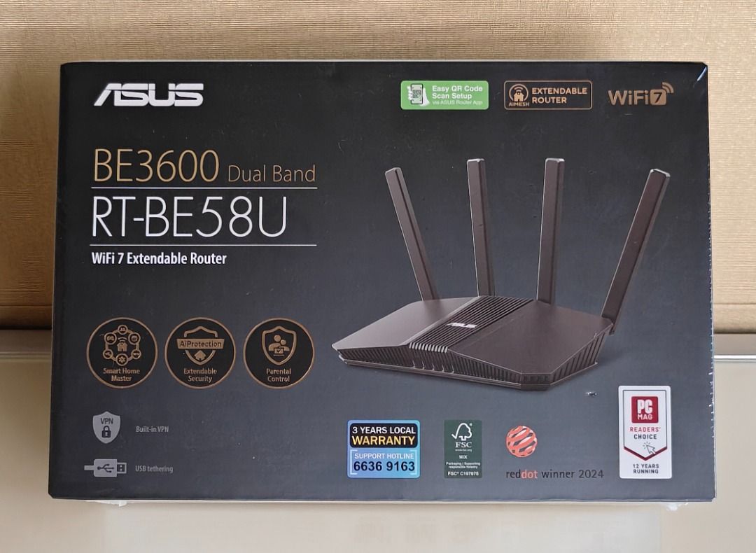 Asus BE3600 Dual Band RT-BE58U WiFi 7 Extendaible Router, Computers ...