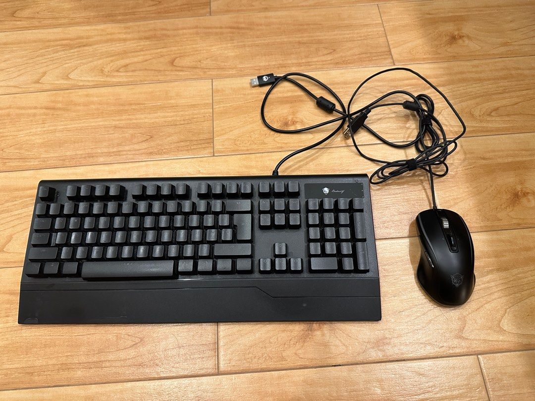 Badwolf Gaming Keyboard and Mouse Set (Category: Computer Keyboard) located in Cainta. Submitted by goodsfroma (Listing ID 1410541231, Image 1). Description: RFS: upgraded • Keyboard model: Badwolf X5000 Semi Mechanical Gaming USB Keyboard • Mouse model: Badwolf Adonis RGB Monster Gaming USB Mouse - Badwolf keyboard and mouse combo - Wired USB connection - Keyboard features a built-in wrist rest - Mouse has a scroll wheel and two side buttons.