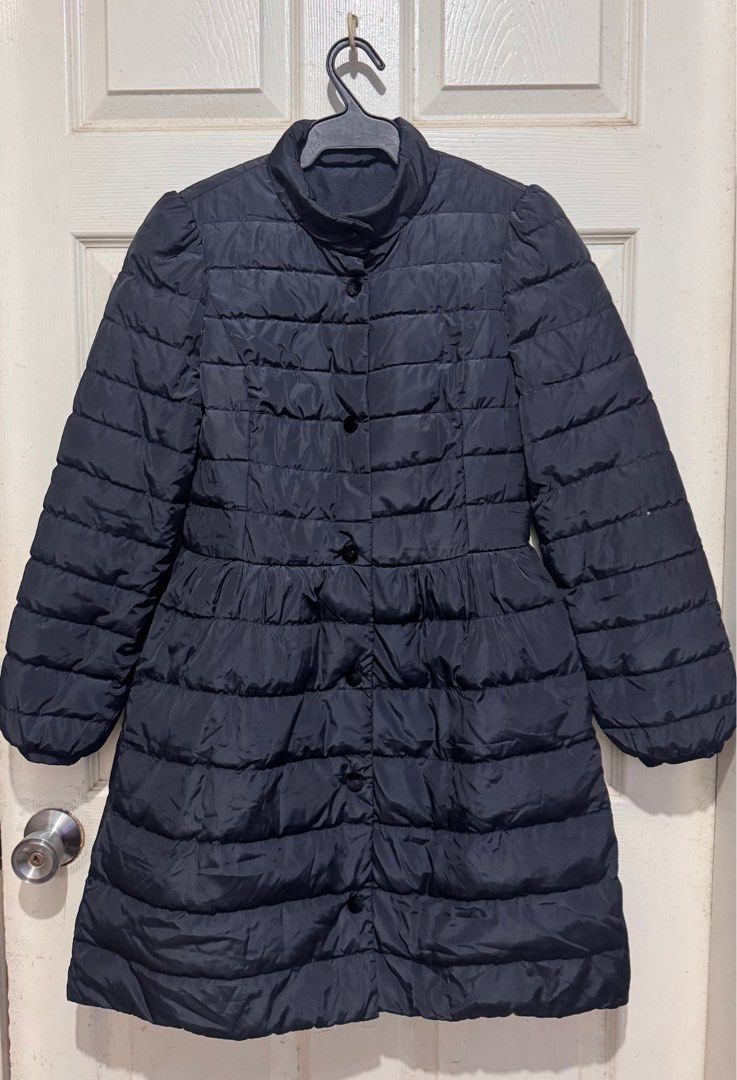 Black Puffer Dress (Category: Coats, Jackets and Outerwear) located in Quezon City. Submitted by chamibee (Listing ID 1410467729, Image 1). Description: - Black puffer jacket/dress - High collar - Button closure - Long sleeves - Quilted design - Mid-length - Ideal for cooler weather.