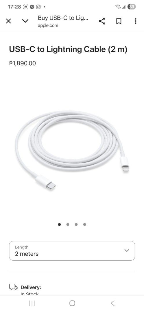 Bundle - ORIGINAL APPLE iphone lightning to usb cable 1M AND 2M bundle (Category: Cables & Chargers) located in San Juan City. Submitted by akioza (Listing ID 1410460204, Image 1). Description: they are NEW and never used just saw at my parents place, in my room bundle & ssuper discounted for a new item simply for easier sale & to save time. very useful i just have multiple spares pa compatible for most iphones esp ones from 14 below p.s. if I'm 