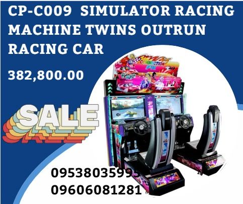 CP-C009 Simulator Racing Machine Twins Outrun Racing Car (Category: Everything Else Others) located in Caloocan City. Submitted by 09616968642 (Listing ID 1410440031, Image 1). Description: Model NO.:CP-C009 Size:200*180*245cm Power: 500W Weight: 270KG Player:2 Players Packing:2.05*1.86*2.03M .