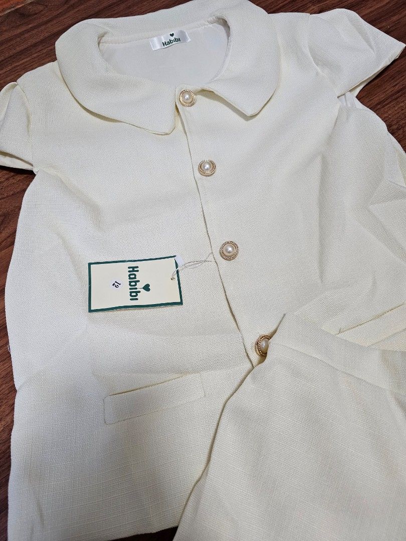 Cream Linen Blouse and Shorts Set (Category: Babies & Kids Fashion) located in Cebu City. Submitted by bambam10 (Listing ID 1410382832, Image 3). Description: Size: 10-12 years old Brandnew.