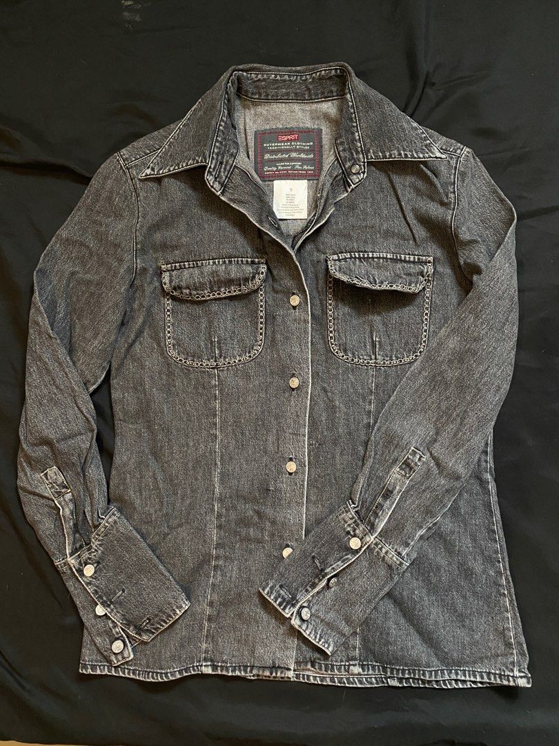 Esprit Denim Button Down Long Sleeves Shirt (Category: Shirts) located in Malabon City. Submitted by declutteredbycole (Listing ID 1410383818, Image 1). Description: S on tag women's no issue.