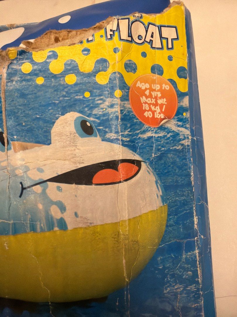 Float (Category: Kids Toys) located in Singapore. Submitted by brightdolphin_46 (Listing ID 1410507895, Image 4). Description: 1. Pool boat 126x81cm / 50x32” $15 2. Whale seat float (for ages up to 4 years old, max. 18kg) $8 3. Vest float (3-6 years old) $8 4. Float pump $10 Take all for $30. RFS: My kids have outgrown them. Self collect from my blk..