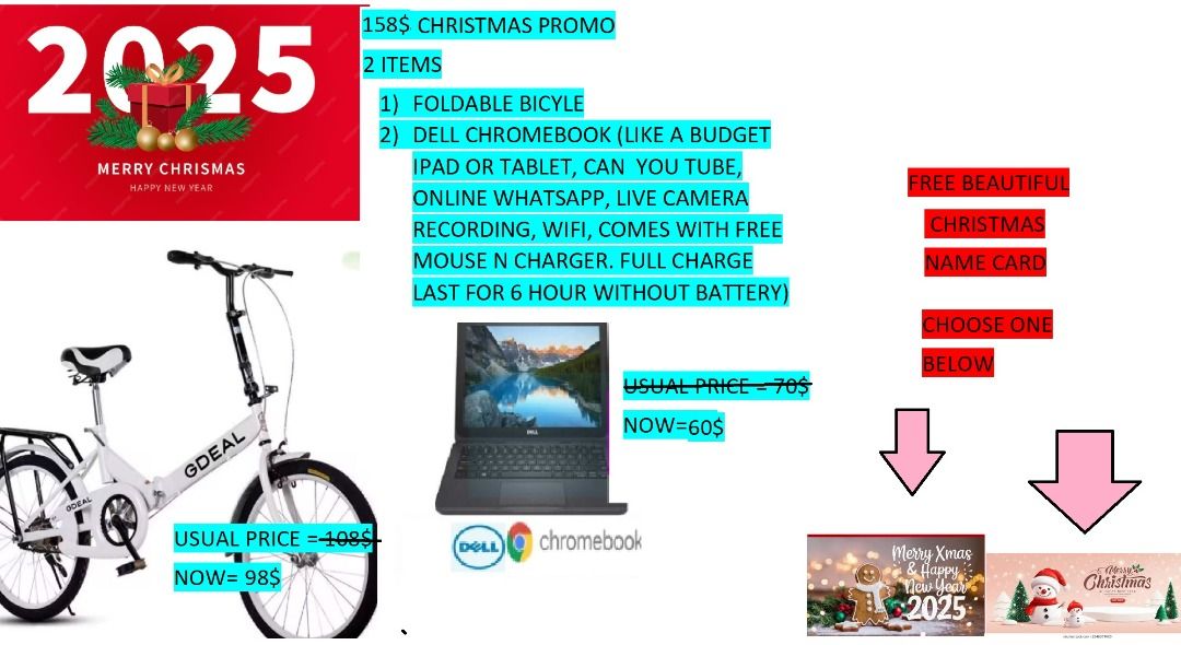 Foldable bicycle (Category: Bicycles) located in Singapore. Submitted by bccat (Listing ID 1410176513, Image 1). Description: Foldable bicycle cheapest in the market Wheel size 20 inch Bike Frame Size 20 inch Max weight 80kg Colour white Comes with bell Comes with backseat Comes with side kick stand Chat for more info 🚚 Merry Christmas! 🎄 🎁 .
