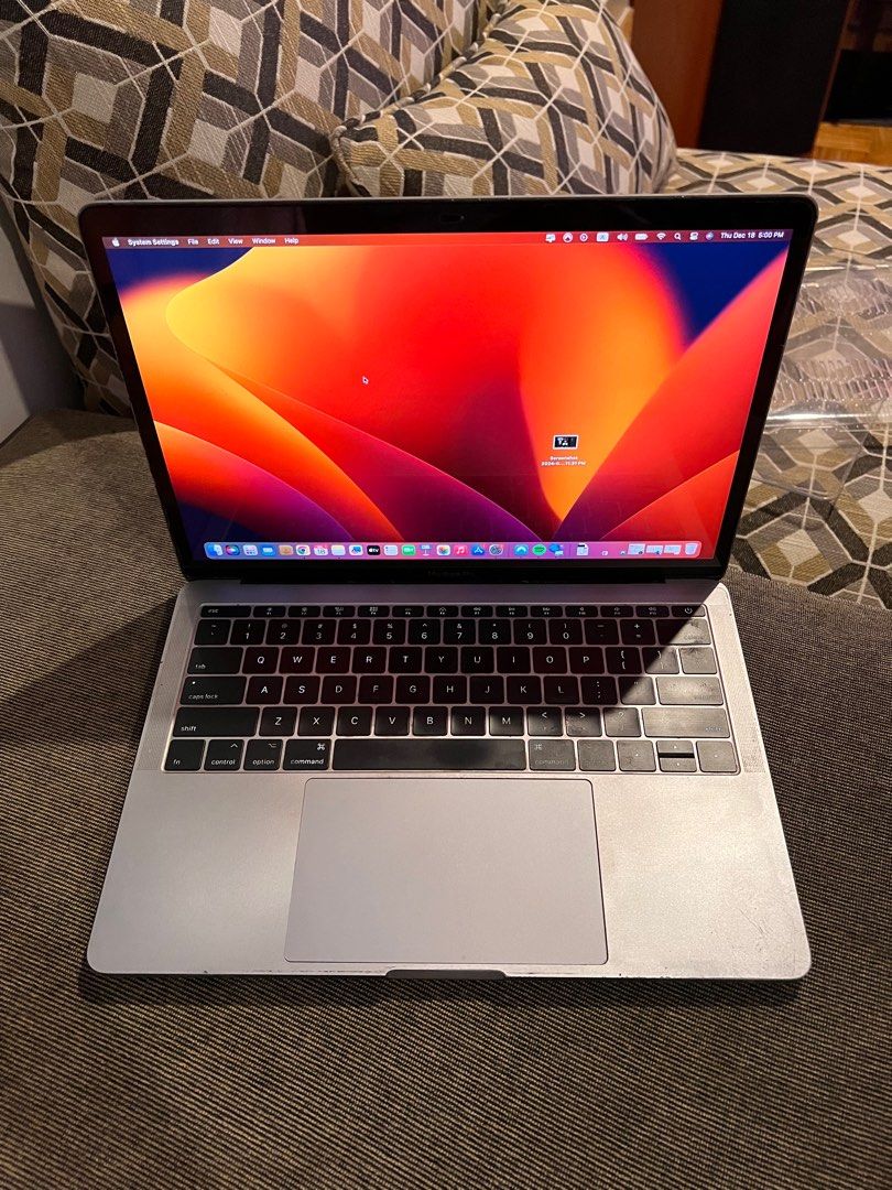 MacBook Pro 2017, 13 inch, 256GB (NEGOTIABLE) (Category: Laptops & Notebooks) located in Mandaluyong City. Submitted by andiwears (Listing ID 1410458131, Image 1). Description: - Stickers can be removed - small scratches - battery health is normal - charger included .