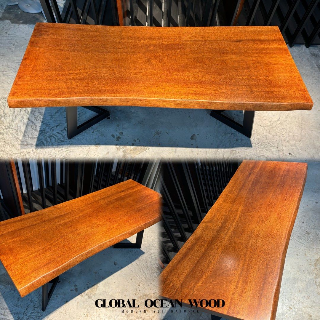 Merbau Solid Wood Live Edge Table, Furniture & Home Living, Furniture ...