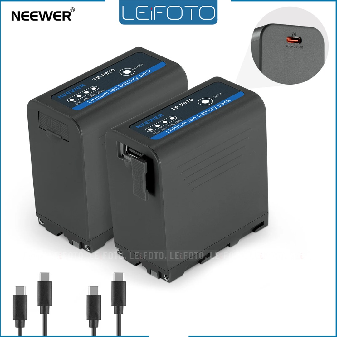 NEEWER TP-F970 2Pcs NP-F970 Replacement Batteries 7800mAh, Photography ...