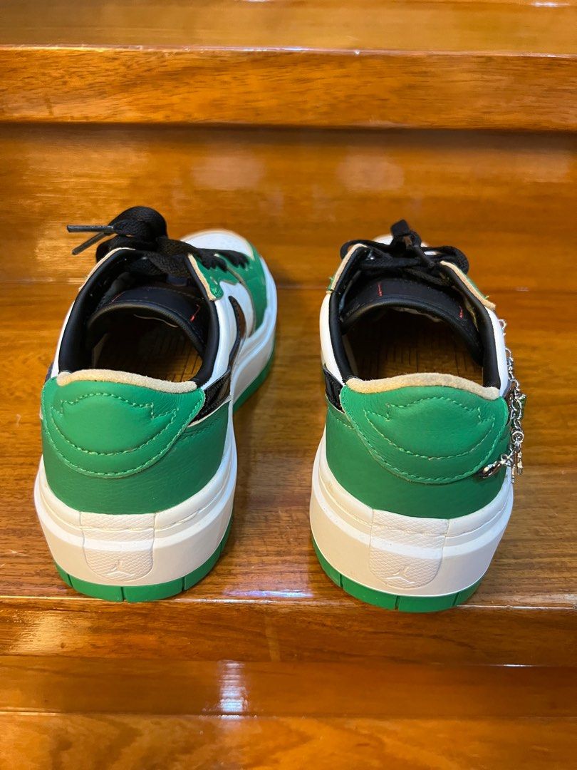 NIKE Air Jordan 1 Elevate Low SE - Green (Category: Sneakers) located in Makati City. Submitted by _gaby_ (Listing ID 1410529123, Image 3). Description: - Nike Air Jordan 1 Elevate Low SE - Color: Lucky Green/White/White Onyx/Black - Size: Womens US 8.5 - Includes charm chain - Worn twice - No box, No tags - RFS: Decluttering - Open for negotiation.