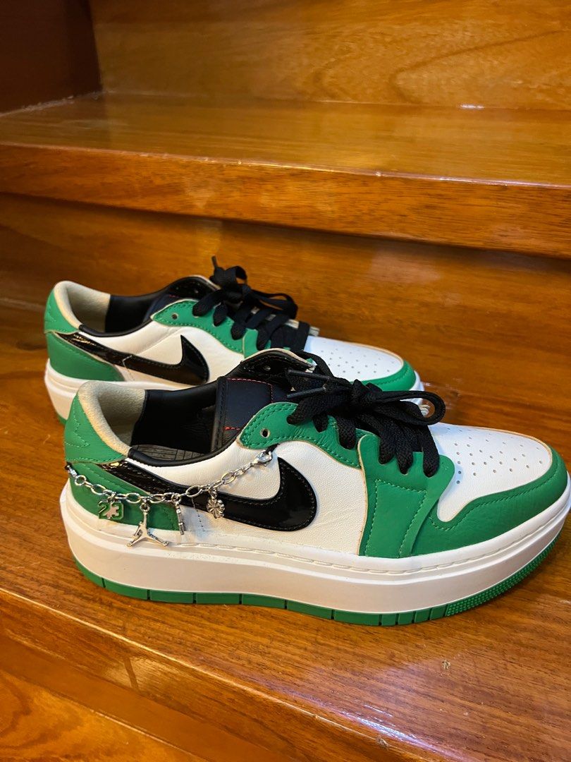 NIKE Air Jordan 1 Elevate Low SE - Green (Category: Sneakers) located in Makati City. Submitted by _gaby_ (Listing ID 1410529123, Image 1). Description: - Nike Air Jordan 1 Elevate Low SE - Color: Lucky Green/White/White Onyx/Black - Size: Womens US 8.5 - Includes charm chain - Worn twice - No box, No tags - RFS: Decluttering - Open for negotiation.