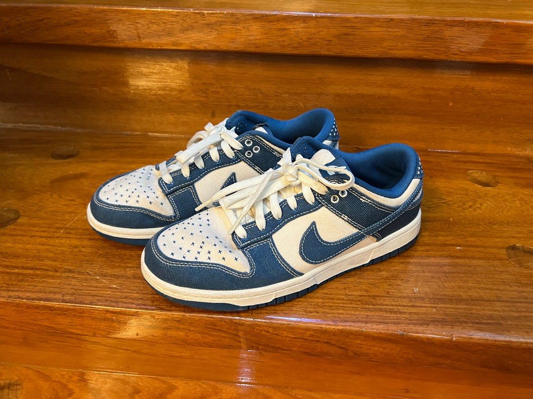 NIKE Dunk Low Industrial Blue Sashiko (Category: Sneakers) located in Makati City. Submitted by _gaby_ (Listing ID 1410529450, Image 1). Description: - Nike Dunk Low Industrial Blue Sashiko - Color: Summit White/Industrial Blue - Size: Womens US 8.5 - No box, No tags, No extra shoelaces - Worn a few times, A bit dirty - RFS: Decluttering - Open for negotiation.