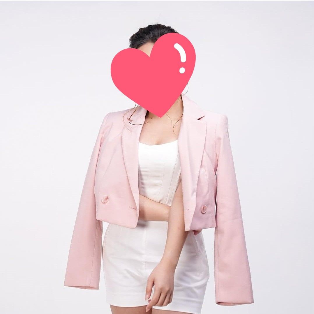 Pink Cropped Blazer Stradivarius (Category: Coats, Jackets and Outerwear) located in Pasig City. Submitted by denrb (Listing ID 1410544626, Image 1). Description: Selling my Stradivarius Coat in Pink, bought it at SM Megamall for 3,889 that is my actual photo when worn and also used once just for a photoshoot. Structured with shoulder pads. Adds a touch of elegance to any outfit 💖 fabric is very nice and comfy. Versatile for both casual and form