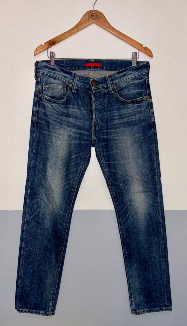 Red Card Premium Japanese Jeans (Category: Jeans) located in Cavite. Submitted by SOLEBEN (Listing ID 1410509664, Image 1). Description: Red Card Taper Fit Jeans Made in Japan Japan Premium Quality Denim 100% Cotton Payment First Policy (Unlivouch) Location: Tagaytay City Used: Excellent Condition Actual Measurements: W-33 Inseam-29 Hem-6.5 Total Length-39 Color may vary due to lighting..