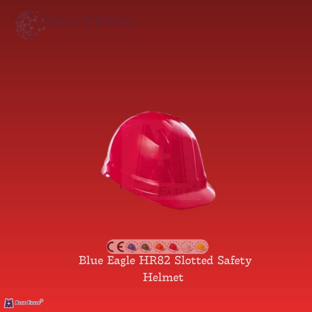 Safety Helmet HR82 Slotted (Category: Construction Tools & Equipment) located in Marikina City. Submitted by universalsafety.ph (Listing ID 1410392700, Image 1). Description: 🦅 Blue Eagle HR82 Slotted Safety Helmet 🔹 General Information • Model Number: HR82 • Available Colors: Yellow, Blue, Orange, Green 🔹 Material • High Impact Resistance ABS • Strong, durable, and resistant to heavy impacts • Polypropylene (PP) • Lightweight and flexible • A