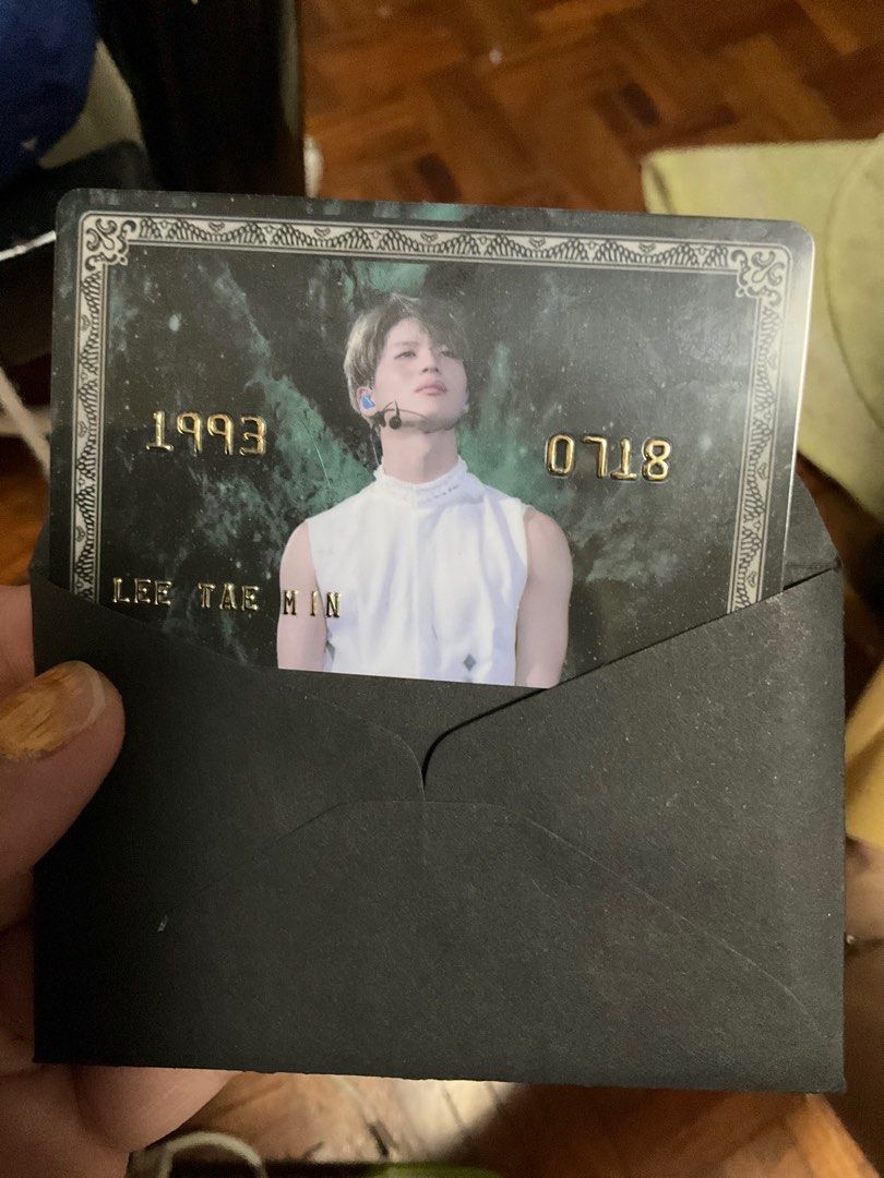 Shinee Taemin crew card (Category: K-Wave Merchandise) located in Pasay City. Submitted by pampashop (Listing ID 1410446363, Image 1). Description: Rare With freebie Sf and pf are not yet included .