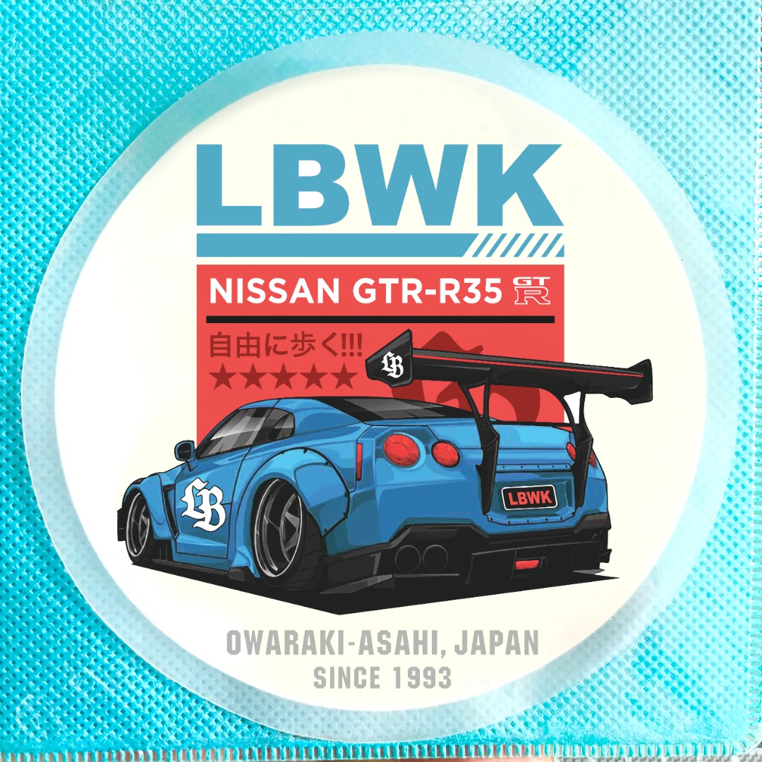 Static Cling Decals : LBWK Nissan GTR-R35 . Liberty Walk . 11cm ...