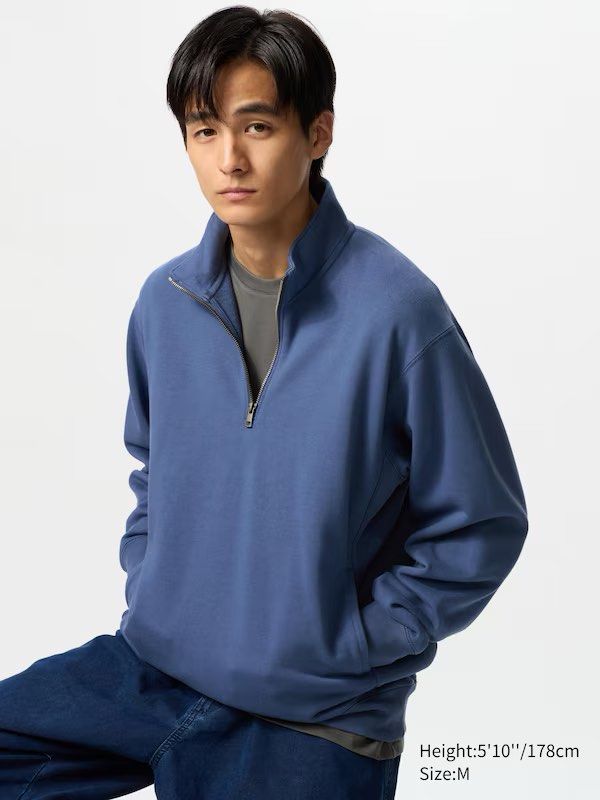 Uniqlo Blue Quarter Zip Sweater (Category: Coats, Jackets and Outerwear) located in Quezon City. Submitted by meepyclutterz (Listing ID 1410373578, Image 1). Description: unisex brand new! never worn size: L .