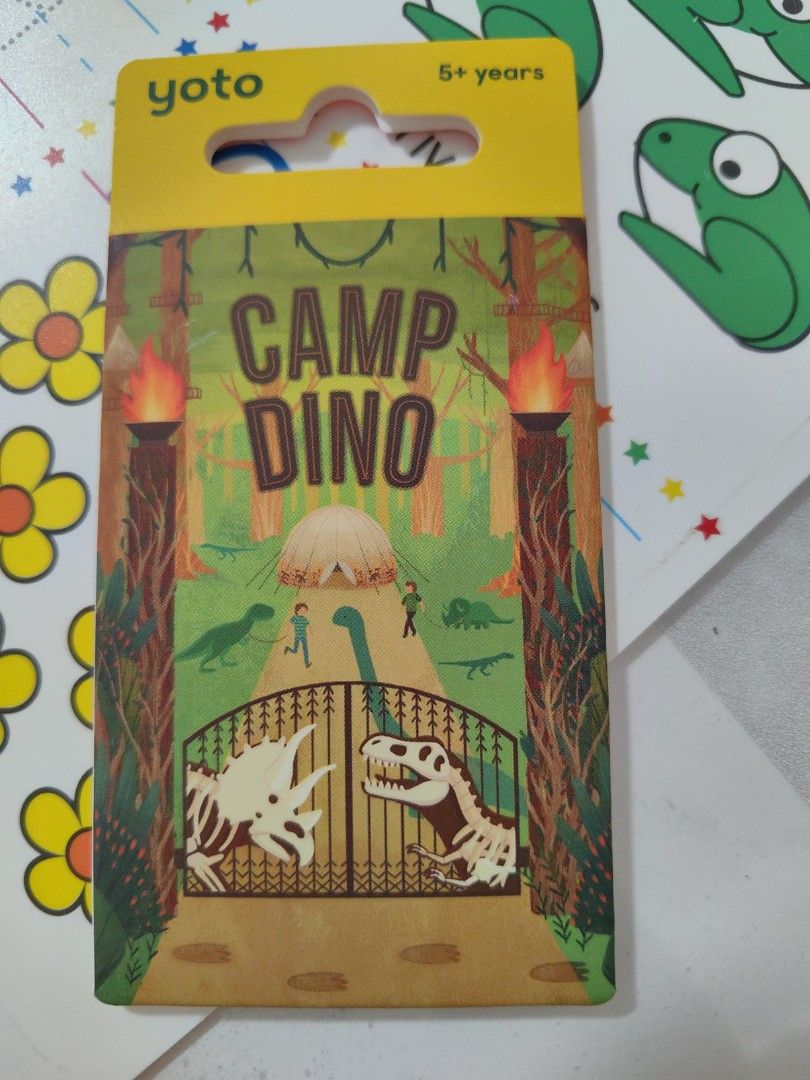 Yoto Camp Dino Audio Card (Category: Children's Books) located in Zamboanga. Submitted by momglp (Listing ID 1410401068, Image 1). Description: New and unopened. Yoto audio card for Camp Dino. It features an adventure with Bo and his friends on an unforgettable adventure as they raise dinosaurs from an egg at Camp Dino. The running time is 10 hours and 57 minutes. It is suitable for ages 5+..
