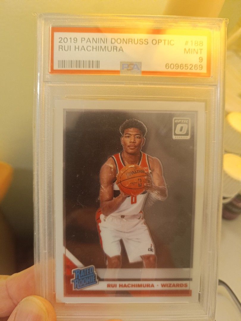 2019 Panini Donruss Optic Rui Hachimura PSA 9 (Category: Graded Singles) located in San Juan City. Submitted by acacos (Listing ID 1410580404, Image 1). Description: 2019 Panini Donruss Optic Rui Hachimura rookie card, graded by PSA with a Mint 9 rating. The card features Rui Hachimura in his Wizards uniform. The card is encased in a protective holder..