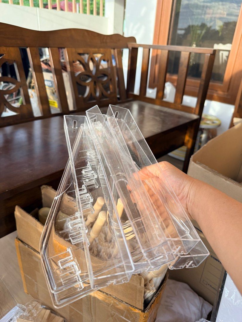 Acrylic Display Organizer/ Post Card Display stand (5 layers) (Category: Storage Boxes & Baskets) located in Cuyapo. Submitted by the.resettt (Listing ID 1410644576, Image 2). Description: - Clear acrylic display organizer - Multiple tiers for organization - Dimensions: 30.7cm (Length) x 22cm (Height) x 3.7cm (Depth) - Transparent design for easy visibility - Ideal for displaying various items - 5 layers.