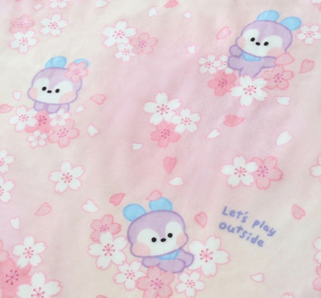 BT21 Cherry Blossom Blanket (Category: Bedding & Towels) located in Quezon City. Submitted by niceandfancy (Listing ID 1410552826, Image 3). Description: size: 80 x 120 cm material: polyester.