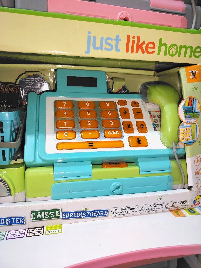 Cash Register Toy (Category: Kids Toys) located in Imus. Submitted by playfindsbyeli (Listing ID 1410678159, Image 2). Description: 🌟 Brand new Cash Register Toy Set 🌟 Super laki in actual, perfect gift this Christmas 🌟 Comes with complete accessories (barcode for scanning, microphones, grocery basket, accessories, play money/credit card and 3 AA batteries) 🌟 French version ‼️Since mall pull-out po ito, please expect packaging flaws due to sh
