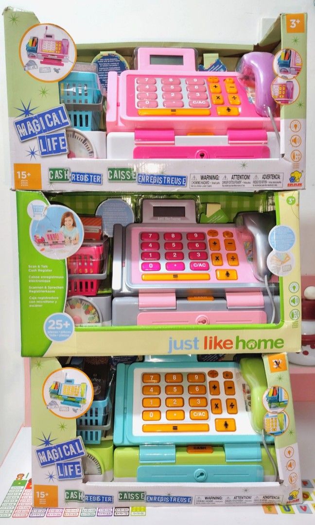 Cash Register Toy (Category: Kids Toys) located in Imus. Submitted by playfindsbyeli (Listing ID 1410678159, Image 1). Description: 🌟 Brand new Cash Register Toy Set 🌟 Super laki in actual, perfect gift this Christmas 🌟 Comes with complete accessories (barcode for scanning, microphones, grocery basket, accessories, play money/credit card and 3 AA batteries) 🌟 French version ‼️Since mall pull-out po ito, please expect packaging flaws due to sh