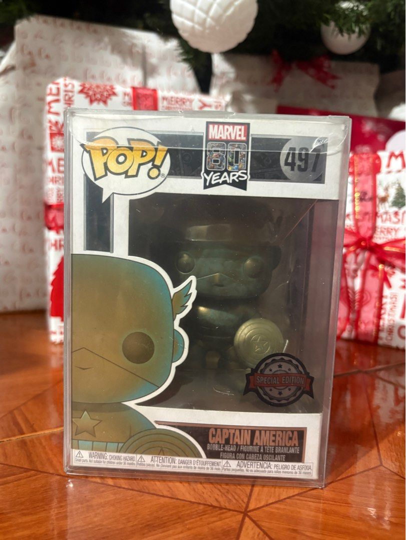 Funko Pop! Marvel 80 Years Captain America #497 (Category: Designer & Blind Box Toys) located in Manila. Submitted by angelrm (Listing ID 1410648816, Image 1). Description: - Funko Pop! Captain America from the Marvel 80 Years series. - Special edition figure (number 497). - Brand new, in original packaging. - Box has a clear window. - Features Captain America with a bronze-like finish and his shield..