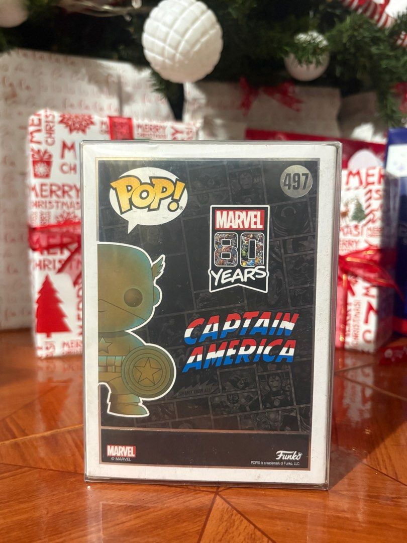 Funko Pop! Marvel 80 Years Captain America #497 (Category: Designer & Blind Box Toys) located in Manila. Submitted by angelrm (Listing ID 1410648816, Image 2). Description: - Funko Pop! Captain America from the Marvel 80 Years series. - Special edition figure (number 497). - Brand new, in original packaging. - Box has a clear window. - Features Captain America with a bronze-like finish and his shield..