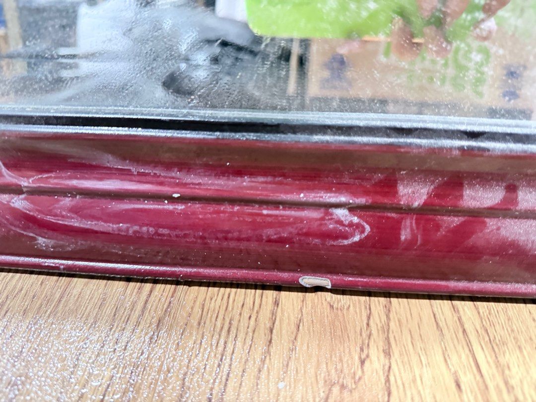 Large Maroon Framed Wall Beveled Mirror (Category: Mirrors) located in Manila. Submitted by jaychiiiii (Listing ID 1410672909, Image 2). Description: - Large rectangular mirror - Maroon frame - Dimensions: 59 inches (height) x 30 inches (width) - Minor imperfections on the frame (marks, small chip) - Ideal for bedroom or living room.