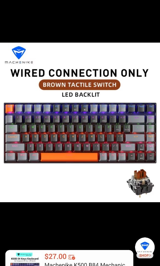 Machenike k500 b84 key Mechanical Keyboard, Computers & Tech, Parts ...