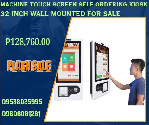 Machine Touch Screen Self Ordering Kiosk 32 Inch Wall Mounted FOR SALE (Category: Everything Else Others) located in Caloocan City. Submitted by michealaus73574 (Listing ID 1410564901, Image 1). Description: Size : 32’’ Touch response time: 5ms Resolution: 1920 x 1080 Brightness: 350 cd/m2 OS : Windows 10 CPU : Intel Core I3 RockChip RK3288 RAM : 4 GB DDR3 ROM : 64 GB SSD ROM : 8 GB 80mm Thermal Printer QR Code Scanner .
