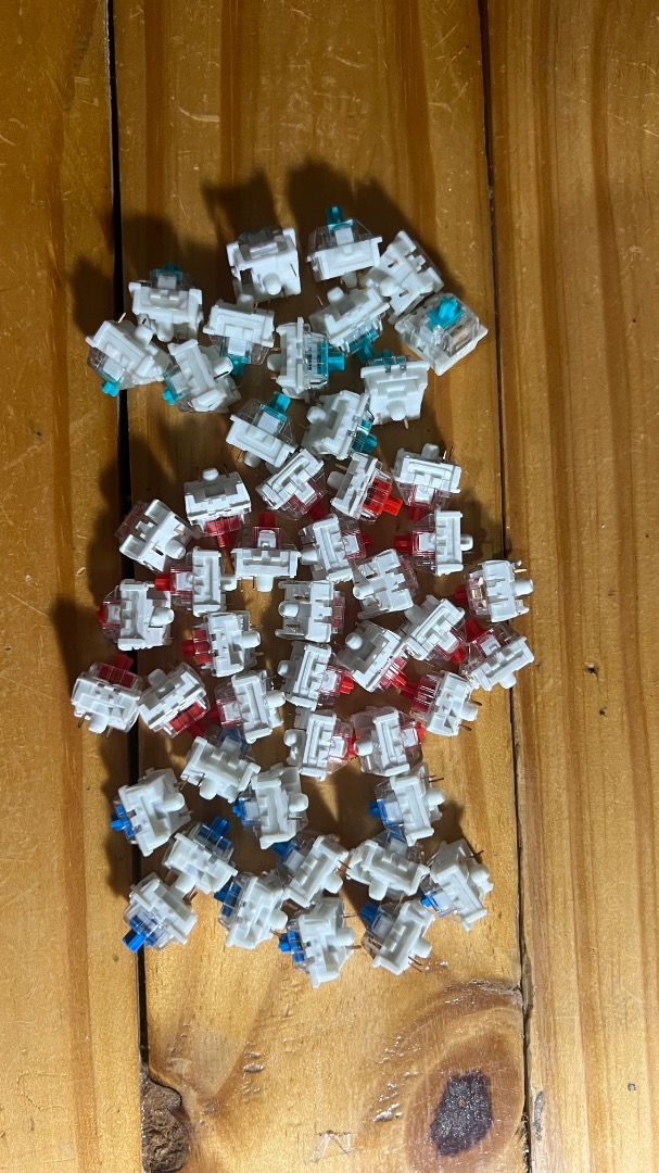 Mixed Switches 49pcs- take all for 150 (Category: Computer Keyboard) located in Lipa City. Submitted by declutterstuff123 (Listing ID 1410711545, Image 2). Description: Red - 24 pcs Cyan - 13 pcs Blue - 12 pcs ⭕️Everything Must Go! ⭕️Grouped items are for TAKE ALL. No individual selling. ⭕️All items sold as is basis. Manage expectations. No return, no exchange. ⭕️SF will be shouldered by the buyer. Meet Ups - Makati: Ayala Circuit/JP Rizal/Makati
