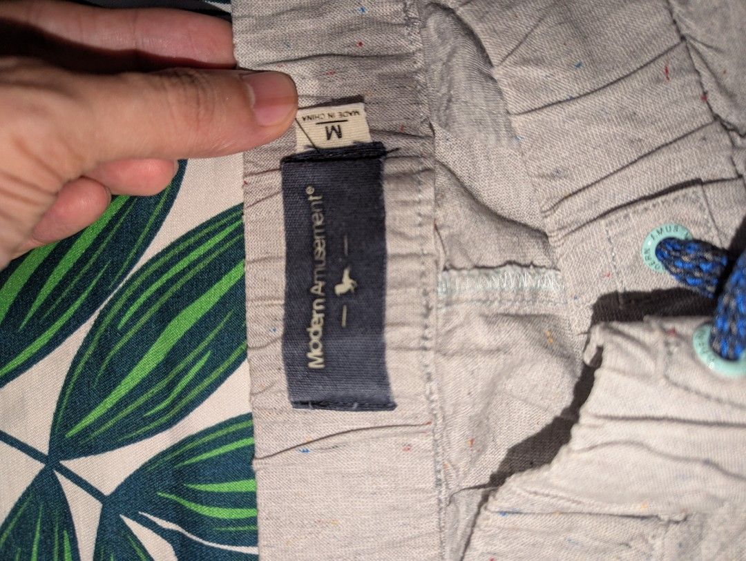 Modern Amusement Jogger Pants - Size M (Category: Joggers) located in Porac. Submitted by themightythrift (Listing ID 1410629656, Image 3). Description: - Modern Amusement jogger pants - Color: Gray - Size: M - Features: Elastic waistband with blue drawstring - Fit: Relaxed - Material: Lightweight - Origin: Made in China.