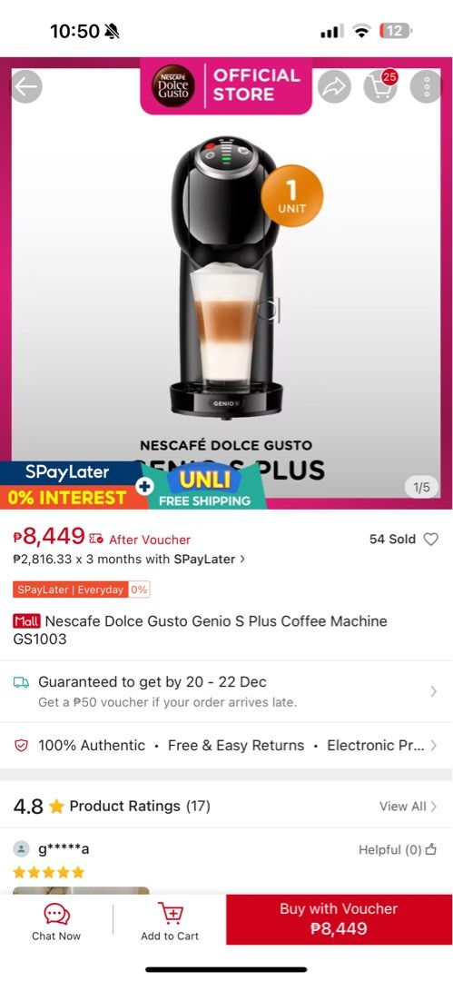 Nescafe Dolce Gusto Genio S Plus Coffee Machine (Category: Coffee Machines & Makers) located in Manila. Submitted by prlvdbyl (Listing ID 1404620862, Image 2). Description: BRAND NEW never been opened Black.
