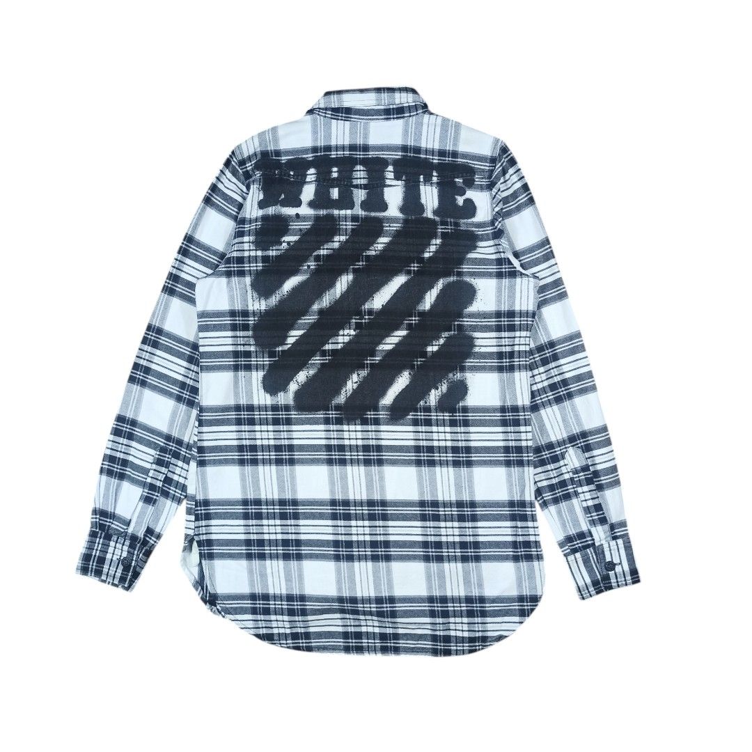 Off-White White Check Diagonal Spray Shirt (Category: Tshirts & Polo Shirts ) located in Bacolod City. Submitted by freshstuff13 (Listing ID 1410554183, Image 3). Description: Off-White White Check Diagonal Spray Shirt Excellent XXS on tag 29 back 31 x near 20 inches -1500 Add shipping fee outside Bacolod City DM if interested 📩.