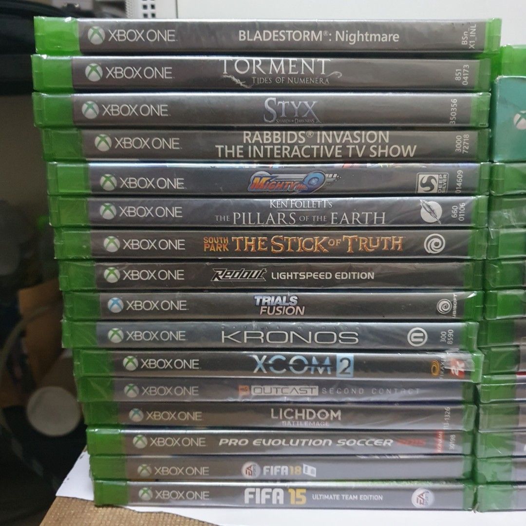 Selling 30 Original Xbox One Microsoft Video Games (Category: Xbox) located in Quezon City. Submitted by itemsforadoption (Listing ID 1410665695, Image 2). Description: Item: Selling 30 Original Xbox One Microsoft Video Games Pricelist: 200 - Fifa 15 *sealed 250 - Fifa 18 250 - PES 2015 Pro Evolution Soccer 250 - Lichdom Battlemage *sealed but has tear in seal 300 - Outcast Second Contact *sealed 300 - Xcom 2 *sealed but has small tear in seal 30