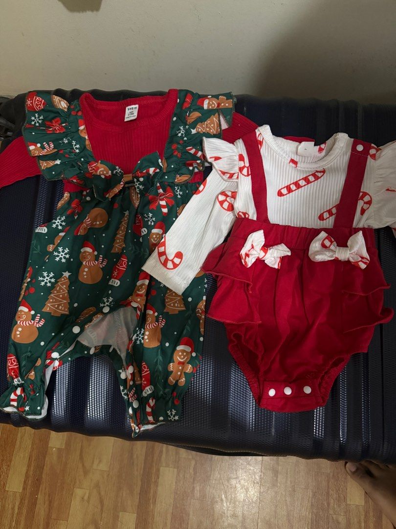Shein Christmas Romper Set 1-3M (Category: Babies & Kids Fashion) located in Manila. Submitted by eneria14 (Listing ID 1410618961, Image 2). Description: 2 romper sets from Shein (both 1-3M on tag) 1. Gingerbread - used once - kasya hanggang 9mos - 1yr old 2. Candy cane - brand new - 1-6 mos kasya Bought it for P320 each Selling for 300 both ! Or 200 each :) Loc: Sta mesa mml Meet up at my place (unli sukat!) + freebie Delivery: J&T/Lalamove/Grab
